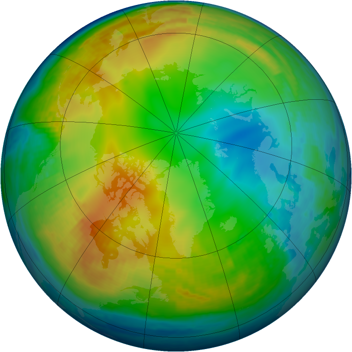 Arctic ozone map for 05 December 2000